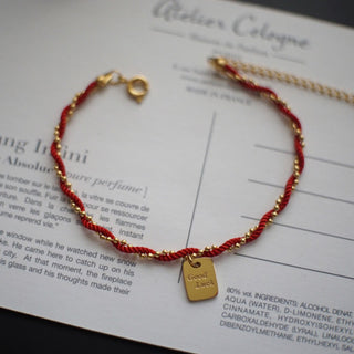 Buddha Gift Red String Gold Plated Copper Good Luck Strength Bracelet