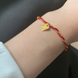 Buddha Gift Red String Gold Plated Copper Good Luck Strength Bracelet