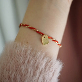 Buddha Gift Red String Gold Plated Copper Good Luck Strength Bracelet