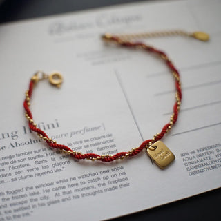Buddha Gift Red String Gold Plated Copper Good Luck Strength Bracelet