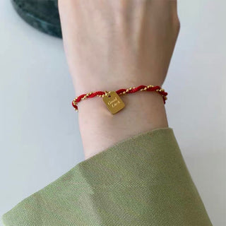 Buddha Gift Red String Gold Plated Copper Good Luck Strength Bracelet