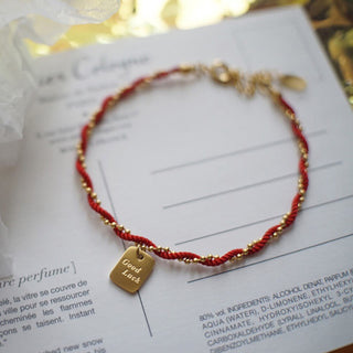 Buddha Gift Red String Gold Plated Copper Good Luck Strength Bracelet