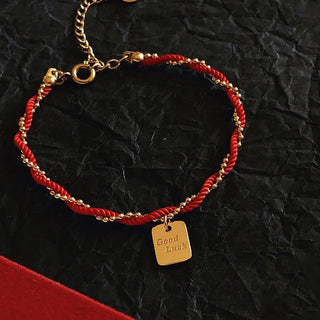Buddha Gift Red String Gold Plated Copper Good Luck Strength Bracelet