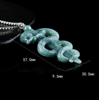Buddha Gift 925 Sterling Silver Natural Jade Year Of The Snake Sword Luck Necklace Pendant