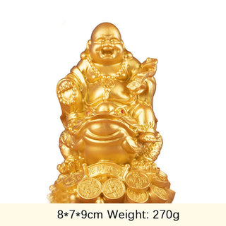 Buddha Gift Laughing Buddha Feng Shui Frog Toad Copper Coins Attract Wealth Resin Statue Home Decoration