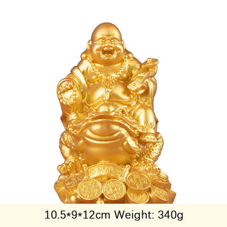 Buddha Gift Laughing Buddha Feng Shui Frog Toad Copper Coins Attract Wealth Resin Statue Home Decoration