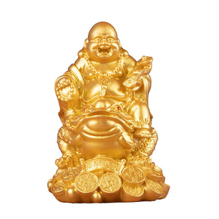 Buddha Gift Laughing Buddha Feng Shui Frog Toad Copper Coins Attract Wealth Resin Statue Home Decoration