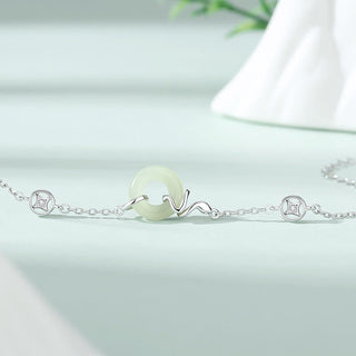Buddha Gift 925 Sterling Silver Hetian Jade Peace Buckle Year Of The Snake Luck Bracelet