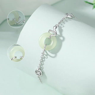Buddha Gift 925 Sterling Silver Hetian Jade Peace Buckle Year Of The Snake Luck Bracelet