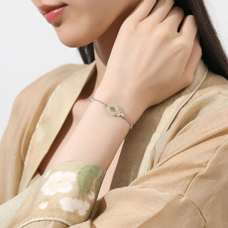 Buddha Gift 925 Sterling Silver Hetian Jade Peace Buckle Year Of The Snake Luck Bracelet