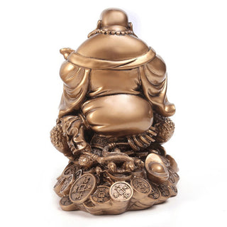 Buddha Gift Laughing Buddha Feng Shui Frog Toad Copper Coins Attract Wealth Resin Statue Home Decoration