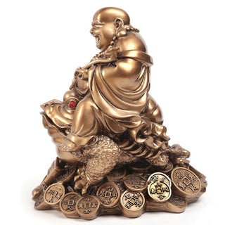 Buddha Gift Laughing Buddha Feng Shui Frog Toad Copper Coins Attract Wealth Resin Statue Home Decoration