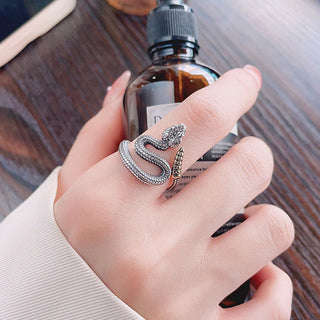 Buddha Gift 925 Sterling Silver Year Of The Snake Calm Balance Adjustable Ring