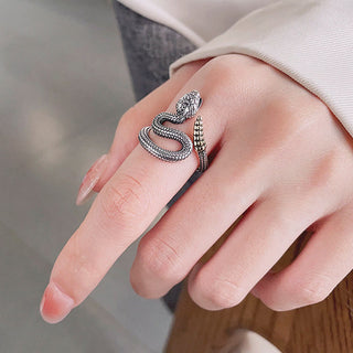 Buddha Gift 925 Sterling Silver Year Of The Snake Calm Balance Adjustable Ring