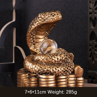 Buddha Gift Year Of The Snake Ingots Copper Coins Ball Wealth Resin Statue Home Decoration