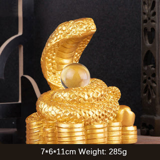 Buddha Gift Year Of The Snake Ingots Copper Coins Ball Wealth Resin Statue Home Decoration