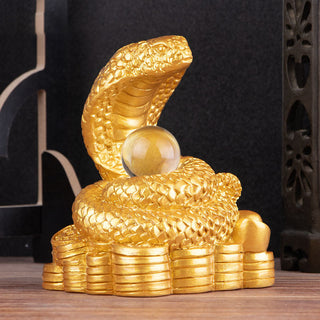 Buddha Gift Year Of The Snake Ingots Copper Coins Ball Wealth Resin Statue Home Decoration