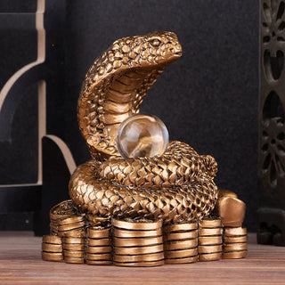 Buddha Gift Year Of The Snake Ingots Copper Coins Ball Wealth Resin Statue Home Decoration