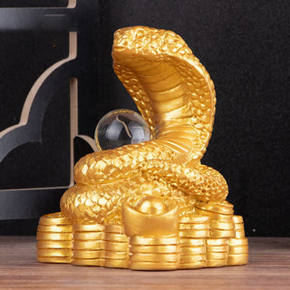 Buddha Gift Year Of The Snake Ingots Copper Coins Ball Wealth Resin Statue Home Decoration