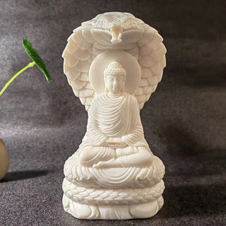 Buddha Gift Tathagata Shakyamuni Snake Lotus Ivory Fruit Meditation Statue Serenity Home Decoration