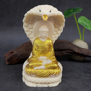 Buddha Gift Tathagata Shakyamuni Snake Lotus Ivory Fruit Meditation Statue Serenity Home Decoration