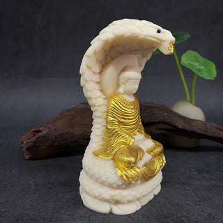 Buddha Gift Tathagata Shakyamuni Snake Lotus Ivory Fruit Meditation Statue Serenity Home Decoration