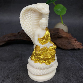 Buddha Gift Tathagata Shakyamuni Snake Lotus Ivory Fruit Meditation Statue Serenity Home Decoration