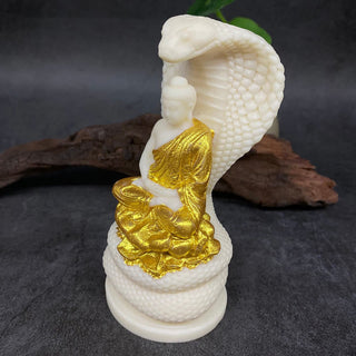 Buddha Gift Tathagata Shakyamuni Snake Lotus Ivory Fruit Meditation Statue Serenity Home Decoration