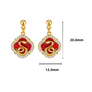 Buddha Gift 925 Sterling Silver Year Of The Snake Blessing Earrings