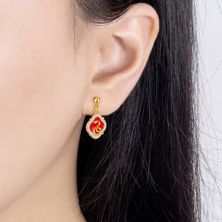 Buddha Gift 925 Sterling Silver Year Of The Snake Blessing Earrings