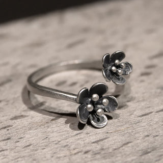 Buddha Gift 925 Sterling Silver Flowers Ring