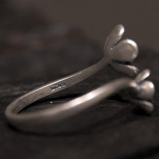 Buddha Gift 925 Sterling Silver Flowers Ring