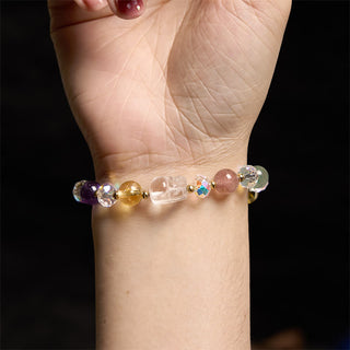 Buddha Gift PiXiu White Crystal Citrine Green Strawberry Quartz Amethyst Luck Bracelet