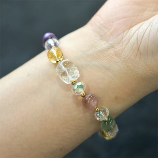 Buddha Gift PiXiu White Crystal Citrine Green Strawberry Quartz Amethyst Luck Bracelet