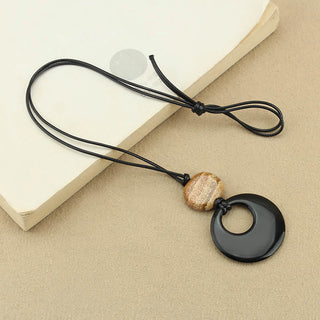 Buddha Gift Black Obsidian Liuli Picture Stone Copper Fulfilment Necklace Pendant