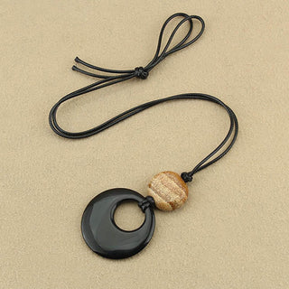 Buddha Gift Black Obsidian Liuli Picture Stone Copper Fulfilment Necklace Pendant