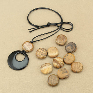 Buddha Gift Black Obsidian Liuli Picture Stone Copper Fulfilment Necklace Pendant