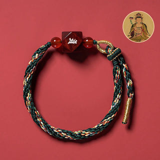 Buddha Gift Chinese Zodiac Natal Buddha Small Leaf Red Sandalwood Red String Protection Bracelet