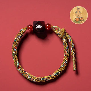 Buddha Gift Chinese Zodiac Natal Buddha Small Leaf Red Sandalwood Red String Protection Bracelet