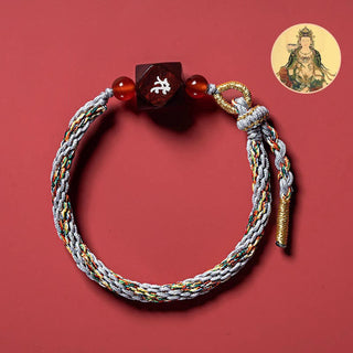 Buddha Gift Chinese Zodiac Natal Buddha Small Leaf Red Sandalwood Red String Protection Bracelet