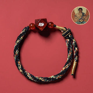 Buddha Gift Chinese Zodiac Natal Buddha Small Leaf Red Sandalwood Red String Protection Bracelet