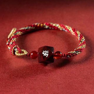 Buddha Gift Chinese Zodiac Natal Buddha Small Leaf Red Sandalwood Red String Protection Bracelet
