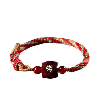 Buddha Gift Chinese Zodiac Natal Buddha Small Leaf Red Sandalwood Red String Protection Bracelet