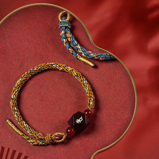 Buddha Gift Chinese Zodiac Natal Buddha Small Leaf Red Sandalwood Red String Protection Bracelet
