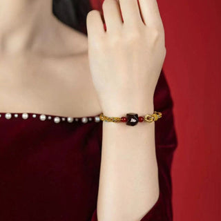 Buddha Gift Chinese Zodiac Natal Buddha Small Leaf Red Sandalwood Red String Protection Bracelet