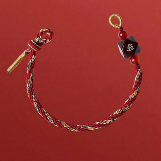 Buddha Gift Chinese Zodiac Natal Buddha Small Leaf Red Sandalwood Red String Protection Bracelet