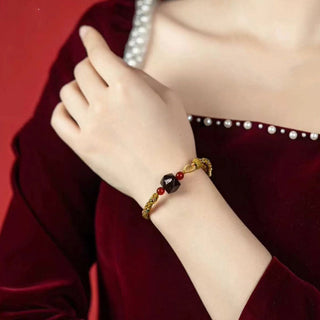 Buddha Gift Chinese Zodiac Natal Buddha Small Leaf Red Sandalwood Red String Protection Bracelet