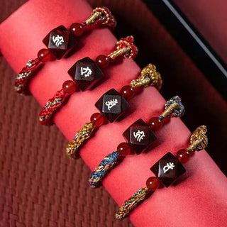 Buddha Gift Chinese Zodiac Natal Buddha Small Leaf Red Sandalwood Red String Protection Bracelet
