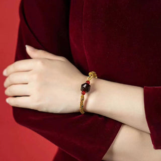 Buddha Gift Chinese Zodiac Natal Buddha Small Leaf Red Sandalwood Red String Protection Bracelet