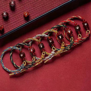 Buddha Gift Chinese Zodiac Natal Buddha Small Leaf Red Sandalwood Red String Protection Bracelet